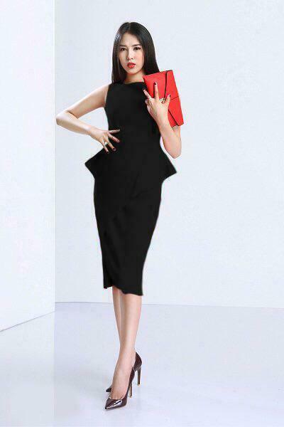 Đầm công sở sát nách peplum quý phái, sang trọng