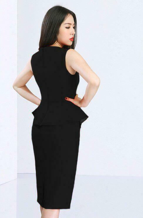 Đầm công sở sát nách peplum quý phái, sang trọng