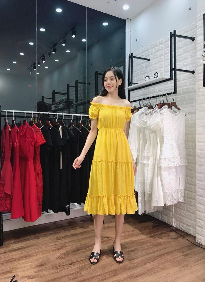 Váy maxi trắng trễ vai hình thật cuối | Shopee Việt Nam