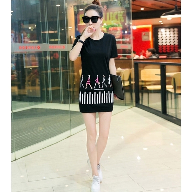 Đầm thun đen da cá fashion girls cá tính - đầm dạo phố hè