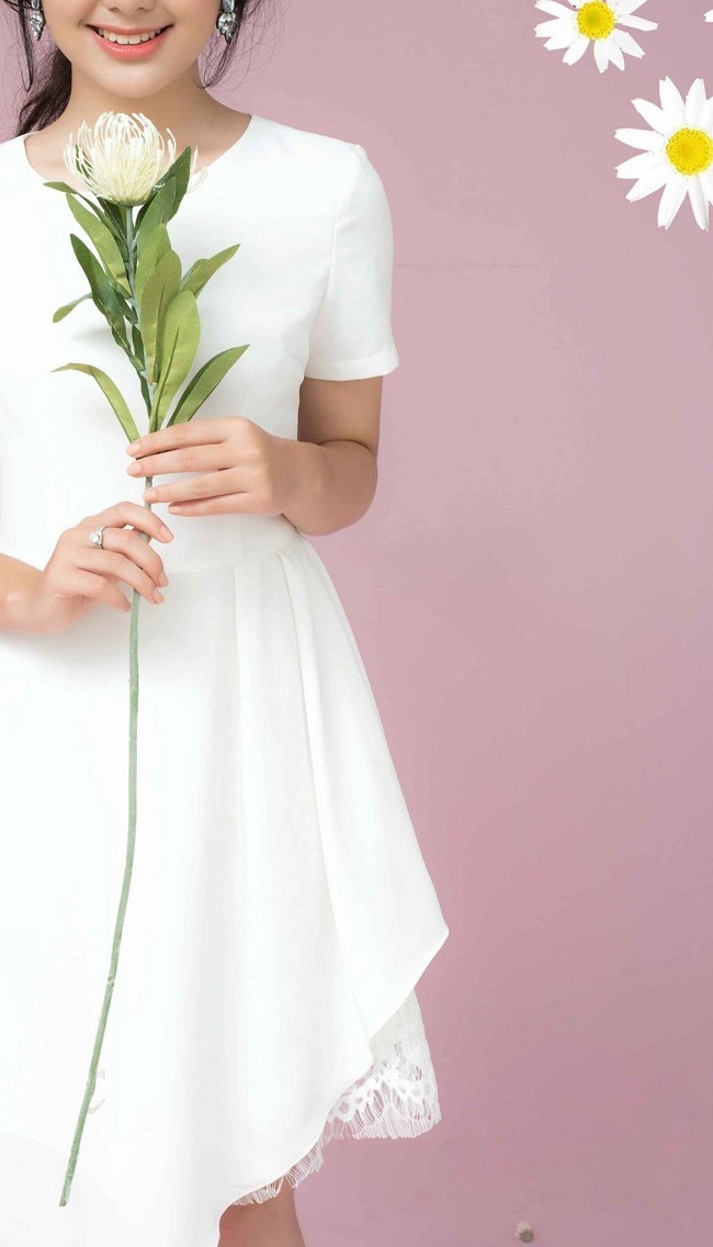 Đầm xòe tay con phối tùng ren