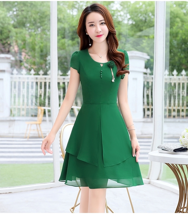 ĐẦM XANH LÁ NHÚNG 1 BÊN LỆCH VAICÀI 64357  Champs Fashion  Thời Trang  Hàng Hiệu